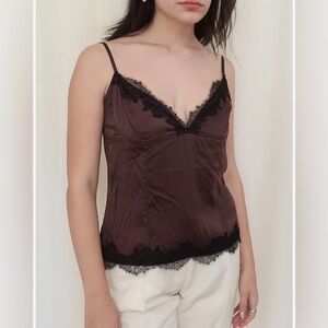 Secret Treasures Chocolate Brown Cami with Black Lace
